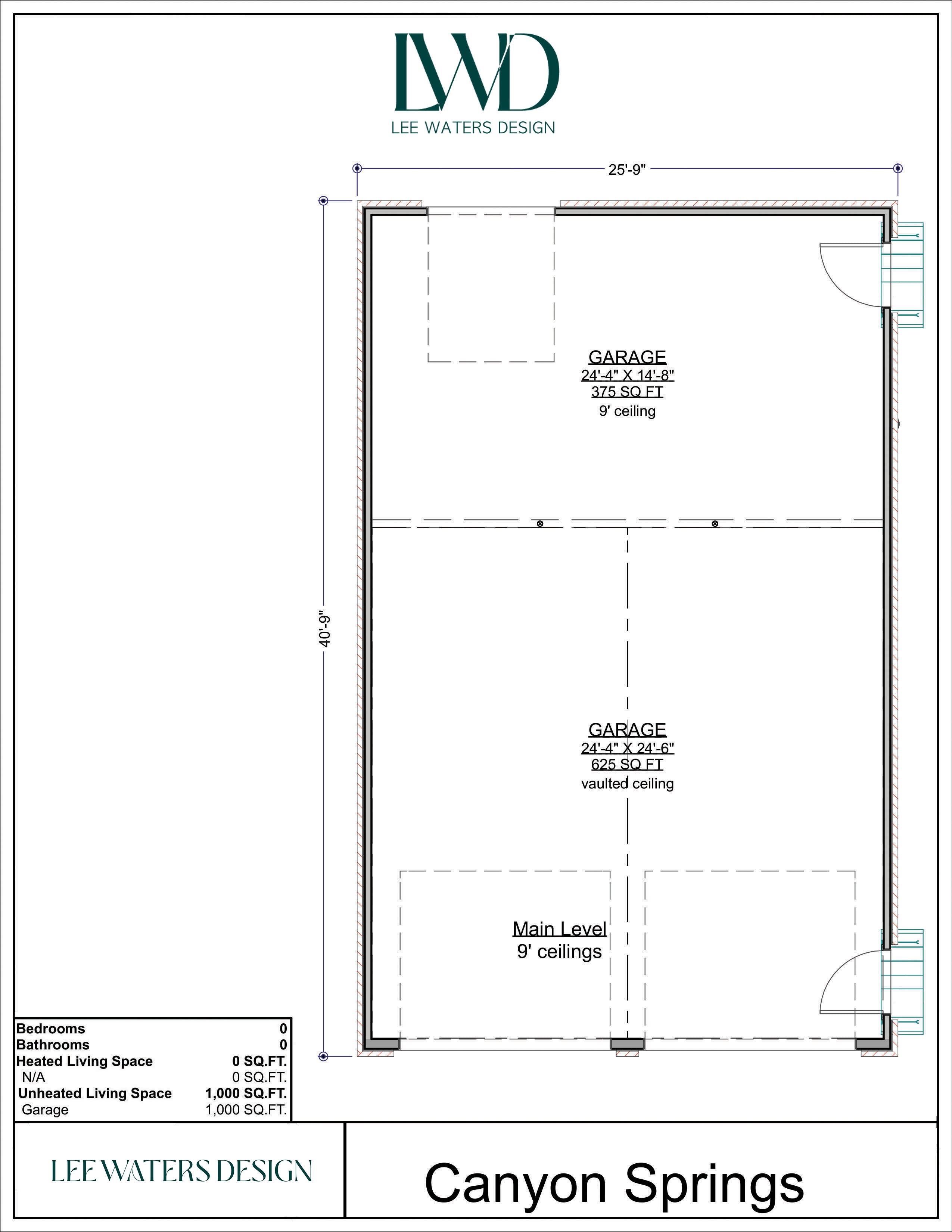 Floor Plan for Canyon Springs Garage